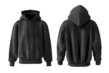 clothing mockup, front and back view of a stylish and comfortable hoodie on a white background.