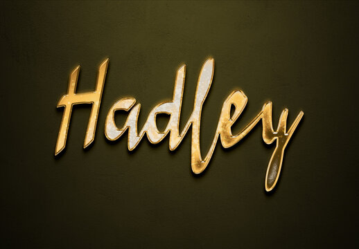 Old gold text effect of name Hadley with 3D glossy style Mockup.