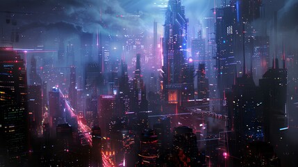 Obraz premium Cyberpunk Cityscape