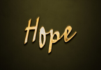 Old gold text effect of name Hope with 3D glossy style Mockup.