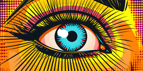 Bright and bold comic book style pop art, creating an eye-catching and fun look, ideal for a themed party or retro event flyer background