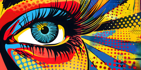 Bright and bold comic book style pop art, creating an eye-catching and fun look, ideal for a themed party or retro event flyer background