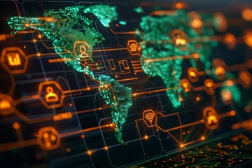 Global carbon credit flowchart. Illustrates verification, certification, sale. Visual elements, icons on world background. Emphasizes transparency, integrity, detailed market process.