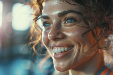 A happy woman with a smile on her face