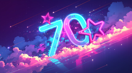 70's theme background in neon colors design