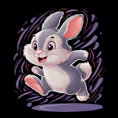 Adorable Bunny Running Happily