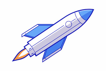 futuristic rocket isometric line art no fill on white background