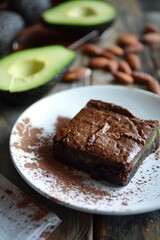 Homemade vegan avocado brownie dessert