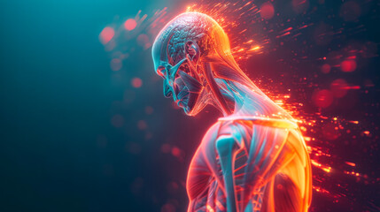Biomedical Illustration of Human Anatomy with a Focus on Muscles and Blood Vessels