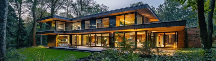 Obraz premium House in forest with greenery around