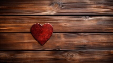 Love red heart on wooden background