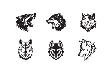 Wolf silhouettes illustration vector images