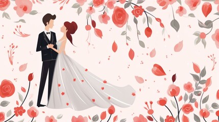 bride and groom with hearts