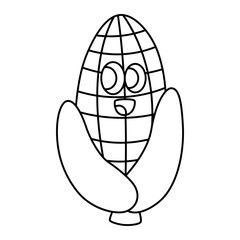 cartoon sweetcorn vegetable line icon.