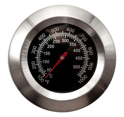 Round thermometer on a white background. Temperature measuring device isolate
