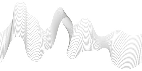 Undulate Grey Wave Swirl,&nbsp;frequency sound wave,&nbsp;twisted curve lines with blend effect. Technology, data science, geometric border.&nbsp;Isolated on white background. Vector illustration.