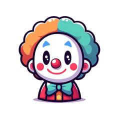 Cartoon clown illustration with bright colors.