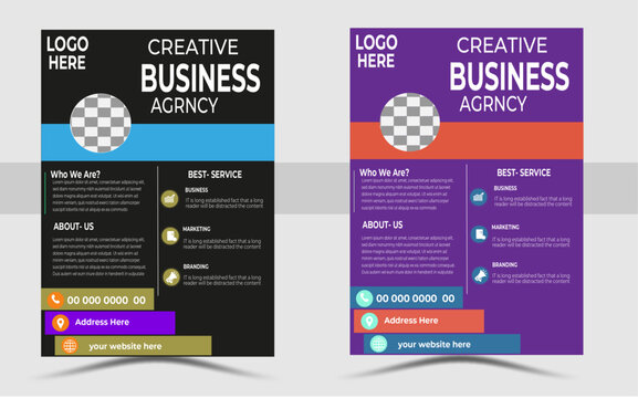 a bundle of 2templates of a4 flyer template ,flyer in A4 with colorful business proposal,Two Business Flyer Layouts with Black ,flyer in A4 with colorful business proposal,magazine cover template, 