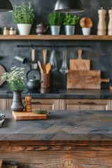 A small potted plant sits on top of a wooden table, perfect for adding some greenery to any space