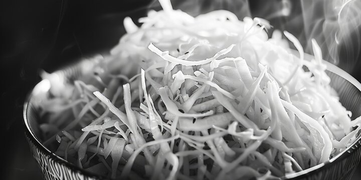 A close-up shot of a bowl of food on a table, suitable for use in editorial or advertising contexts