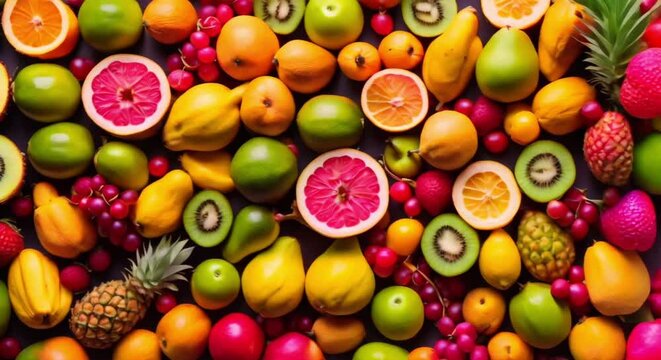 colorful tropical fruits pattern background