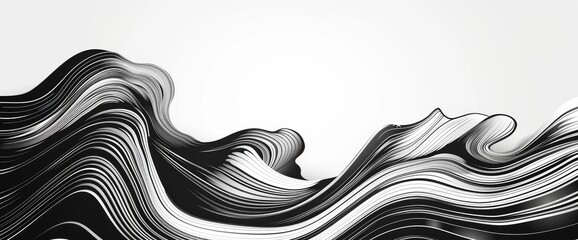 Fototapeta premium Abstract Monochrome Waves, Cartoon