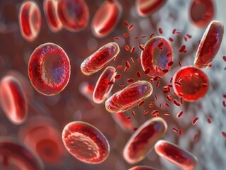 A group of red blood cells suspended in mid-air, as if flying