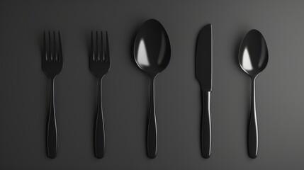 A collection of utensils arranged neatly on a table