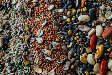 Naklejka premium Variety of seeds and nuts in a bowl
