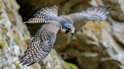 A bird soaring through the sky, its wings spread wide