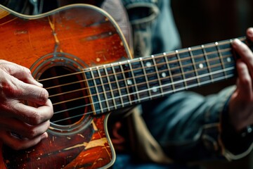 Obraz premium Hands of a musician guitarist playing the guitar
