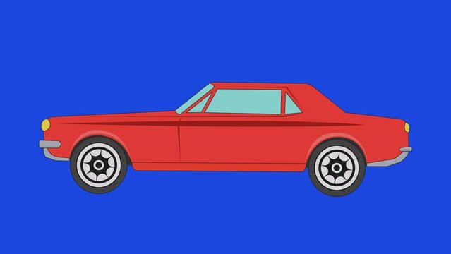 animated super car isolated on a green background	