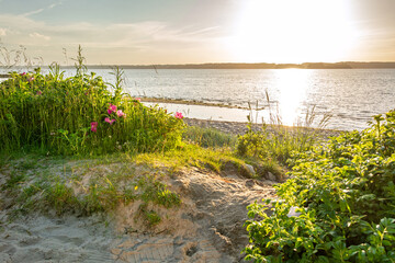 Sunset at a beautiful beach in Glücksburg at the Flensburger Förde in North Germany