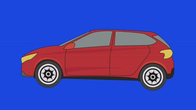 animated super car isolated on a blue background