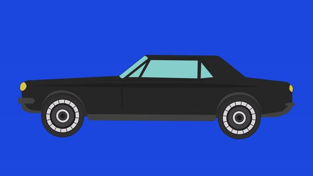 animated super car isolated on a blue background