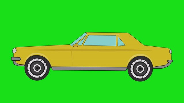 animated super car isolated on a green background	