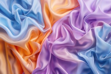 Fototapeta premium Two different colored fabrics, patterned and textured, in a close-up shot