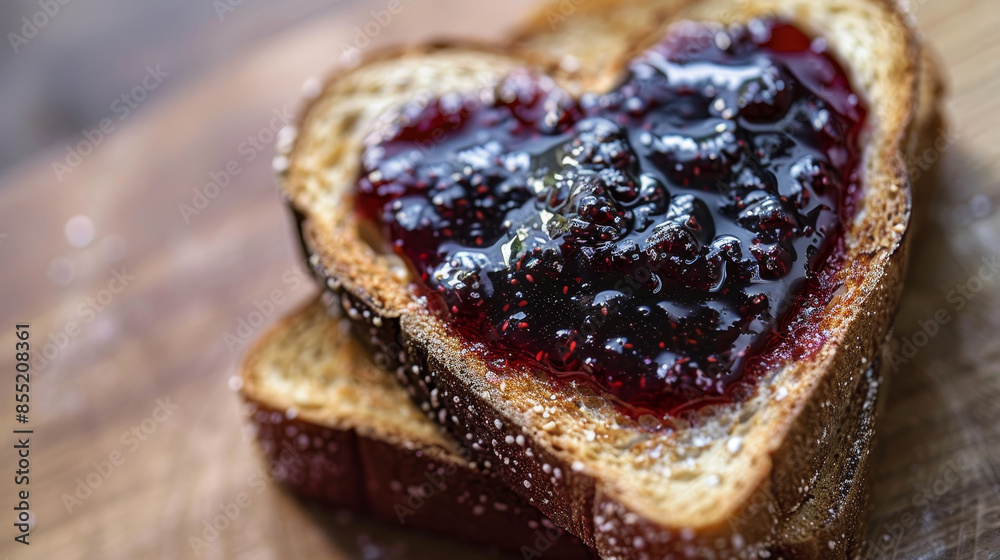 Wall mural a heart-shaped sandwich with jelly on top