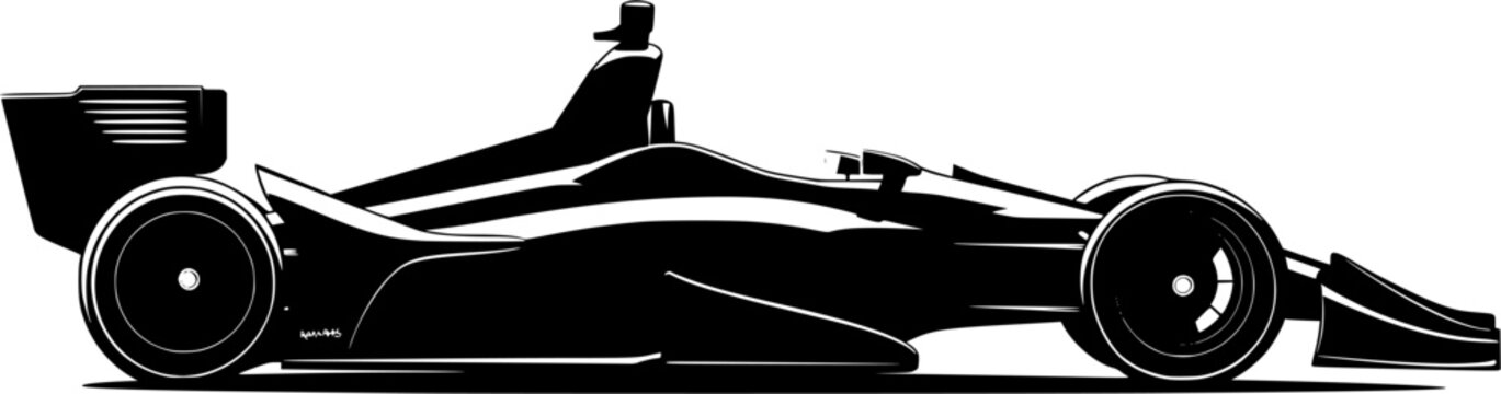 IndyCar car black vector icon, side view isolated on a transparent background.