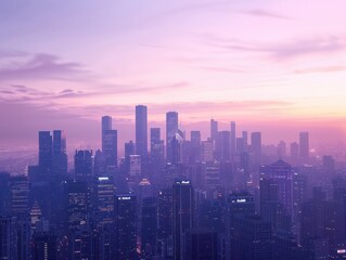 A sleek and modern HD capture of an urban skyline at dusk, offering a sophisticated and minimalistic backdrop for mockups.