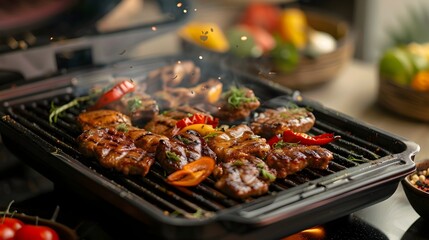 Brownie Grilling Delicacies on Electric Grill Infusing Warmth and Flavor