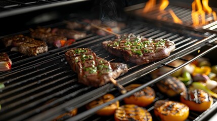 Grilled Delights Infusing Warmth and Flavor on an Electric Grill Outdoors