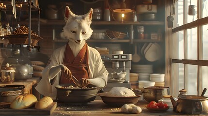Kitsune Baker Crafting Legendary Loaves with Mystical Precision
