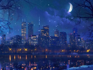 Obraz premium country skyline at night
