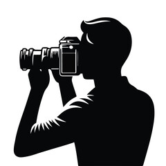 Photographing silhouette vector illustration on white background