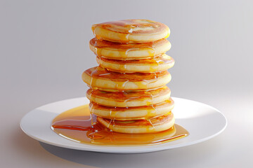 Pancakes stacked on top of each other with syrup dripping down