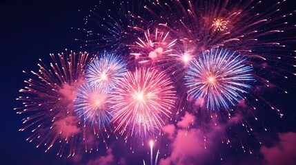 Fototapeta premium A colorful display of fireworks exploding in the night sky