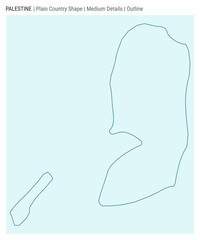 Palestine plain country map. Medium details. Outline style. Shape of Palestine. Vector illustration.
