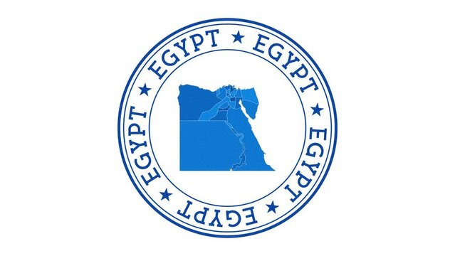 Egypt intro. Badge with the circular name and map of country. Egypt round logo animation.
