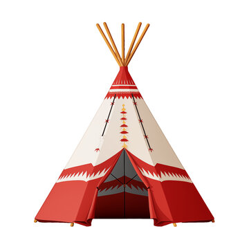 red and white teepee tent transparent background